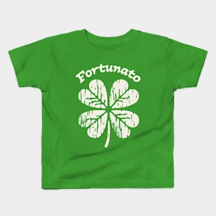 Fortunato Emblem - Distressed Four-Leaf Graphic Design Kids T-Shirt